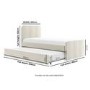 Cream Velvet Single Guest Bed with Trundle and 1 Mattress - Layla