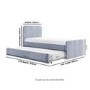Blue Velvet Single Guest Bed with Trundle and 1 Mattress - Layla