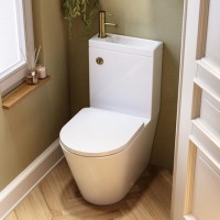 Close Coupled Closed Back Toilet with Sink on Top & Brass Fittings - Legend