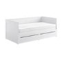 Double Wooden Day Bed with Trundle and Storage in White - Lincoln