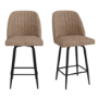 Set of 2 Beige Faux Leather Swivel Kitchen Stools - Logan