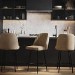 Set of 3 Beige Faux Leather Swivel Kitchen Stools - Logan