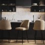 Set of 3 Beige Faux Leather Swivel Kitchen Stools - Logan