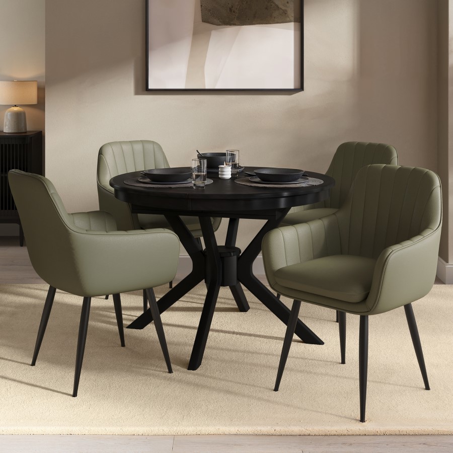 Set of 6 Sage Green Faux Leather Dining Chairs - Logan