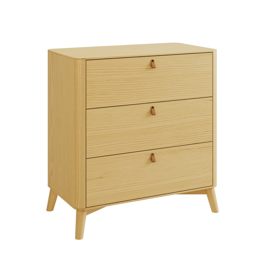 Wooden Changing Table in Oak Finish with Drawers - Luna