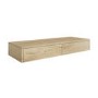 1200mm Oak Wood Effect Wall Hung Double Countertop Vanity Unit with Round Basins - Lugo