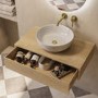 800mm Oak Wood Effect Wall Hung Countertop Vanity Unit with Basin- Lugo