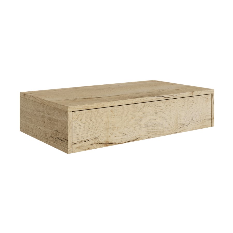 800mm Oak Wood Effect Wall Hung Countertop Vanity Unit with Basin- Lugo