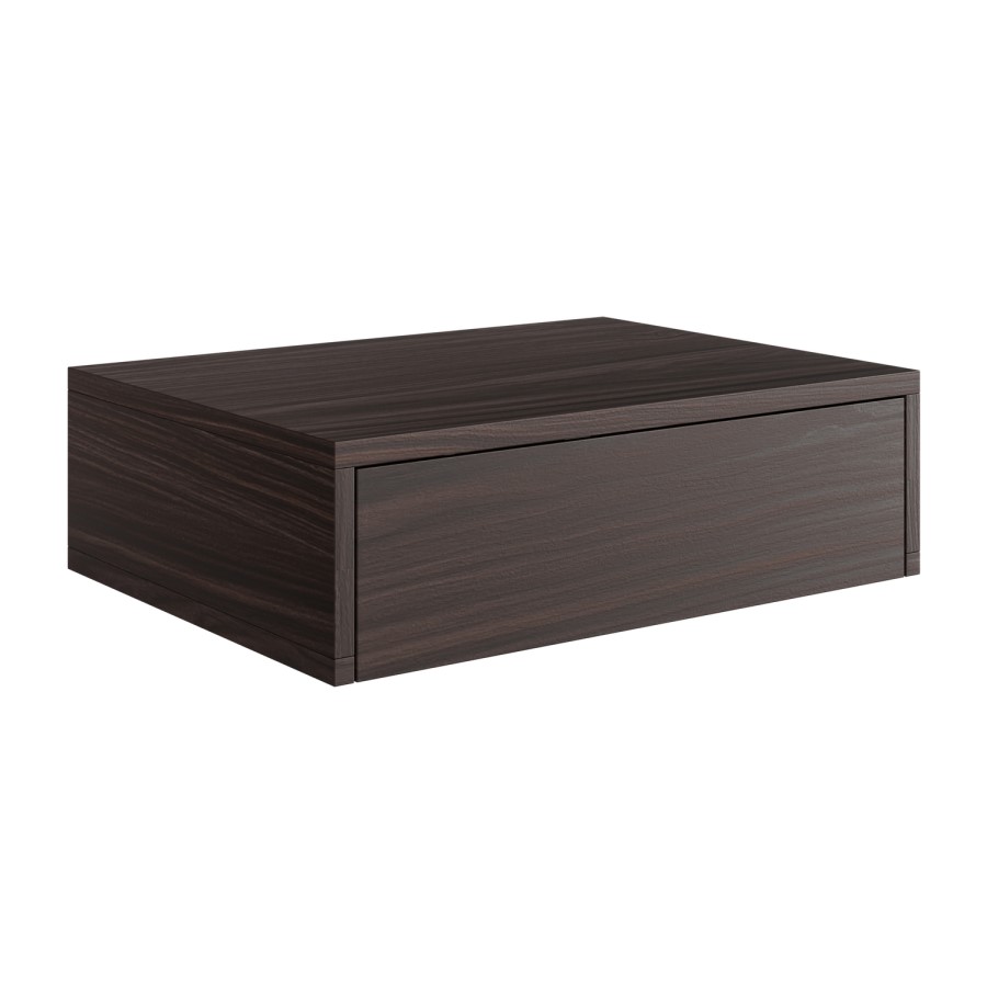 600mm Walnut Wood Effect Wall Hung Countertop Vanity Unit with Basin - Lugo