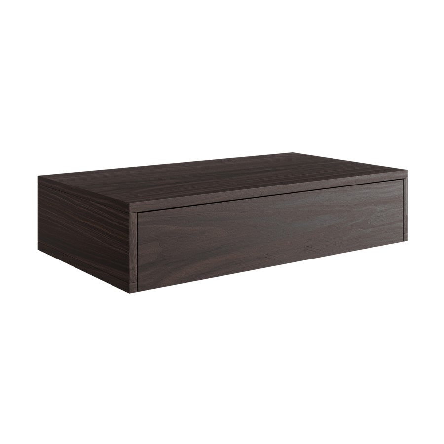 800mm Walnut Wood Effect Wall Hung Countertop Vanity Unit with Basin- Lugo