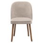 Neutral Ceramic Round Walnut Dining Table Set with 4 Beige Upholstered Chairs - Seats 4 - Malia