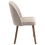 Neutral Ceramic Round Walnut Dining Table Set with 4 Beige Upholstered Chairs - Seats 4 - Malia