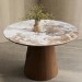 Round Walnut and Marble Effect Pedestal Dining Table - Seats 4 - Malia