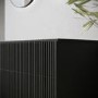 1250mm Black Wooden Fluted Wall Hung Double Countertop Vanity Unit - Matira