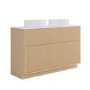 1250mm Wooden Fluted Freestanding Double Countertop Vanity Unit with Basins - Matira