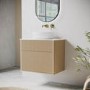 650mm Wooden Fluted Wall Hung Countertop Vanity Unit with Basin - Matira
