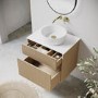 650mm Wooden Fluted Wall Hung Countertop Vanity Unit with Basin - Matira