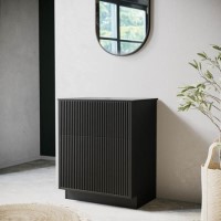 650mm Black Wooden Fluted Freestanding Countertop Vanity Unit - Matira