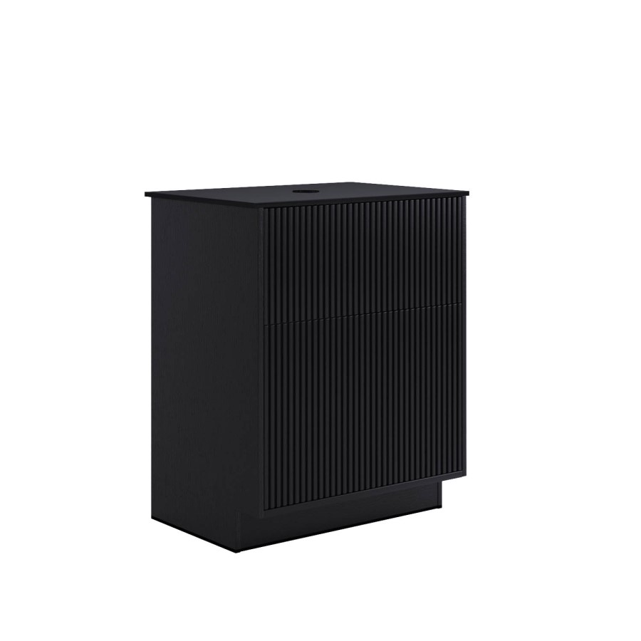 650mm Black Wooden Fluted Freestanding Countertop Vanity Unit - Matira