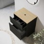 650mm Black Wooden Fluted Freestanding Countertop Vanity Unit with Wood Effect Worktop - Matira