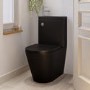 Matt Black Close Coupled Closed Back Toilet with Sink on Top & Chrome Fittings Cloakroom Suite - Legend