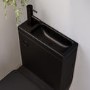 Matt Black Close Coupled Closed Back Toilet with Sink on Top & Black Fittings Cloakroom Suite - Legend
