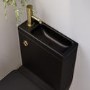 Matt Black Close Coupled Closed Back Toilet with Sink on Top & Brass Fittings Cloakroom Suite - Legend