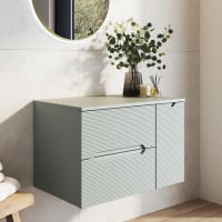 800mm Green Fluted Wall Hung Countertop Vanity Unit - Melbourne