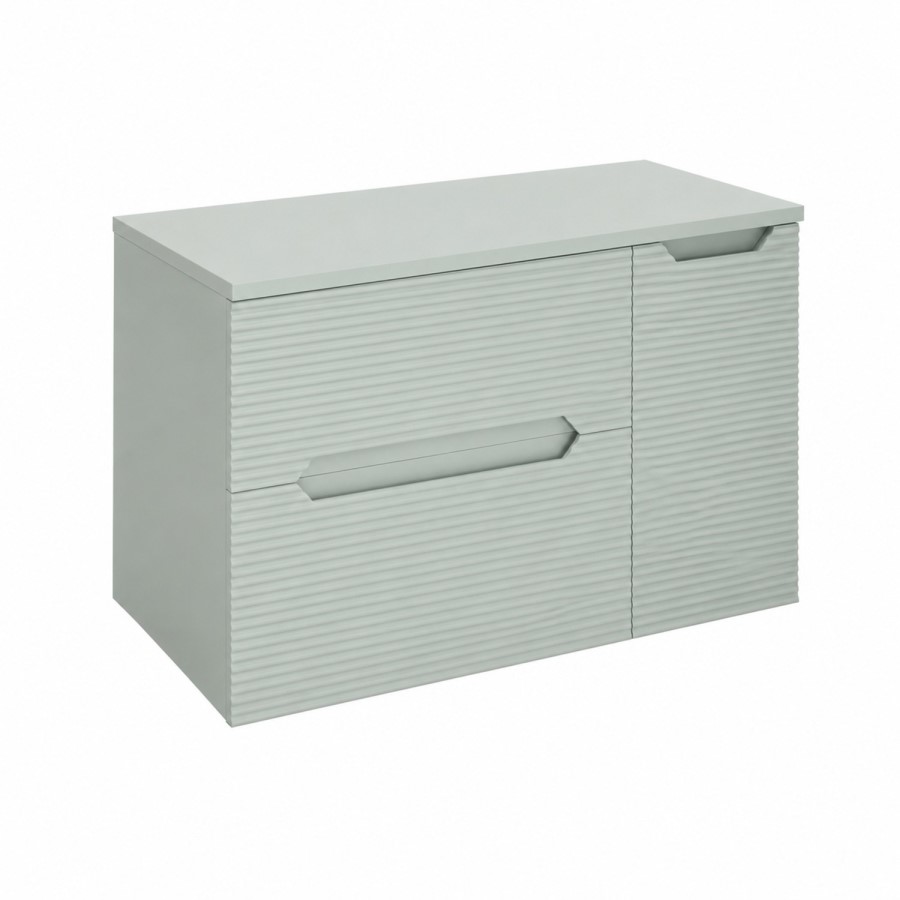 800mm Green Fluted Wall Hung Countertop Vanity Unit - Melbourne
