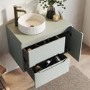800mm Green Fluted Wall Hung Countertop Vanity Unit with Basin - Melbourne