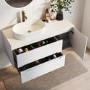 1200mm White Fluted Wall Hung Countertop Vanity Unit with Round Ceramic Basin - Melbourne