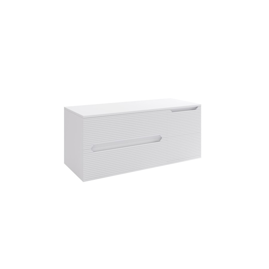 1200mm White Fluted Wall Hung Countertop Vanity Unit with Round Ceramic Basin - Melbourne