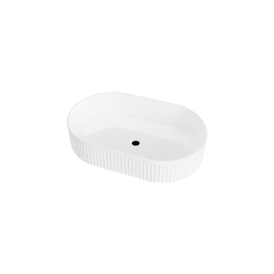 1200mm White Fluted Wall Hung Countertop Vanity Unit with Round Ceramic Basin - Melbourne