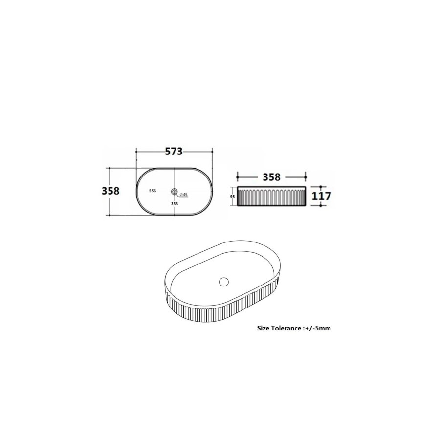 1200mm White Fluted Wall Hung Countertop Vanity Unit with Round Ceramic Basin - Melbourne