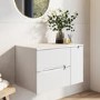 800mm White Fluted Wall Hung Countertop Vanity Unit - Melbourne