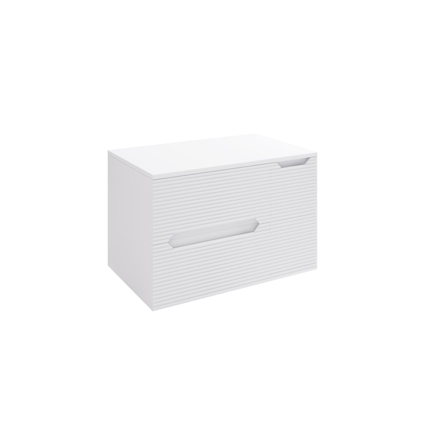 800mm White Fluted Wall Hung Countertop Vanity Unit with Basin – Melbourne