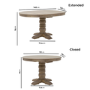 Farmhouse Round Extending Pedestal Dining Table Set with 4 Beige Upholstered Dining Chairs - Seats 4 - Madeline
