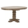Farmhouse Round Extending Pedestal Dining Table Set with 4 Cream Upholstered Blue Striped Dining Chairs - Seats 4 - Madeline