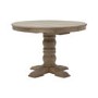 Farmhouse Round Extending Pedestal Dining Table Set with 4 Cream Upholstered Blue Striped Dining Chairs - Seats 4 - Madeline