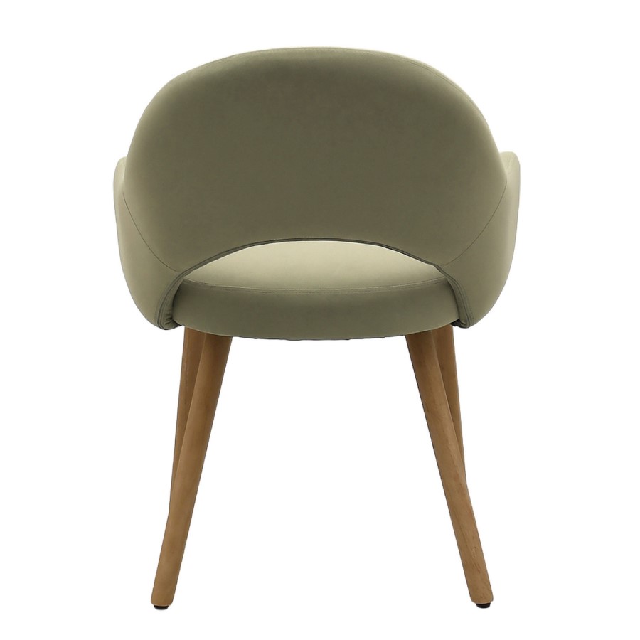 Set of 2 Sage Green Velvet Dining Chairs with Oak Legs - Colbie