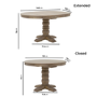 Round to Oval Solid Wood Extendable Dining Table Set with 4 Sage Green Velvet Chairs - Seats 4 - Madeline