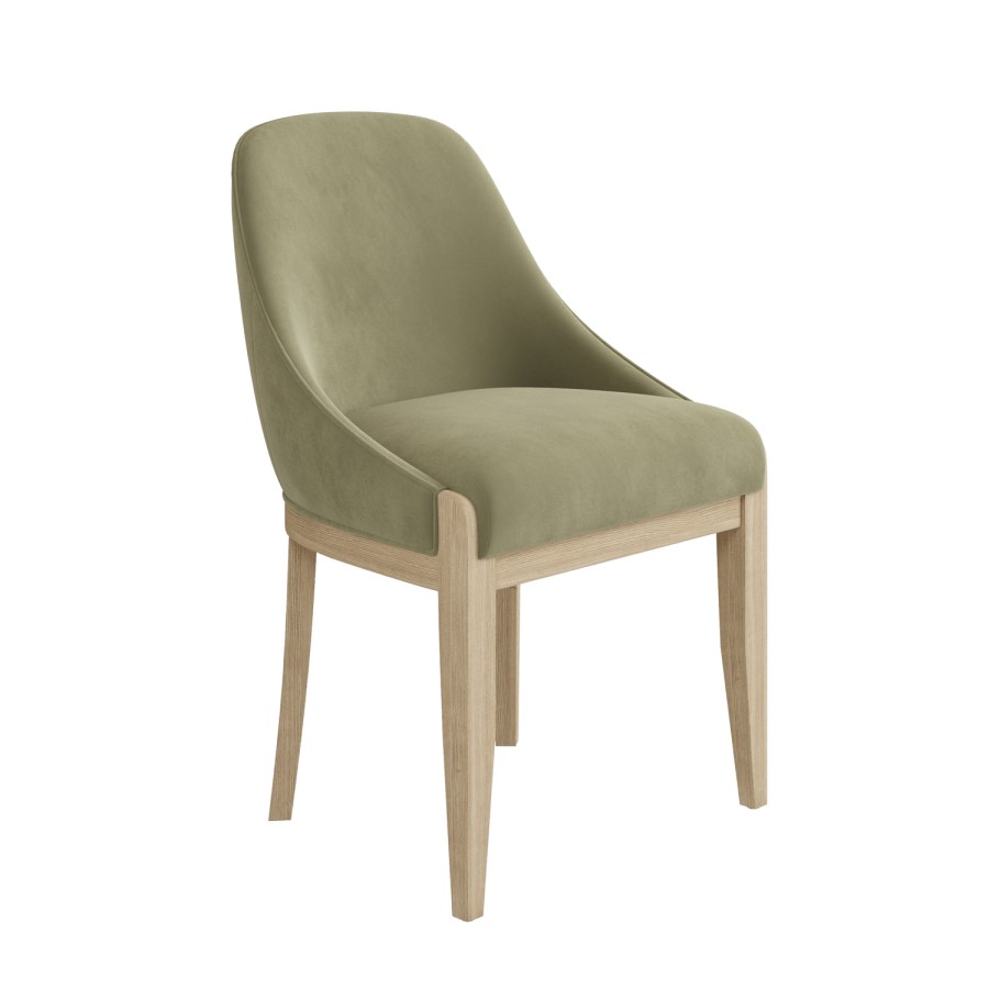 Set of 2 Sage Green Velvet Dining Chairs with Solid Wood Legs - Madeline