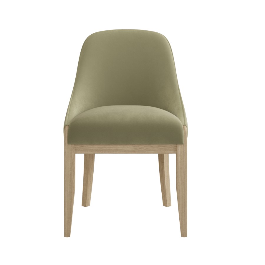 Set of 2 Sage Green Velvet Dining Chairs with Solid Wood Legs - Madeline