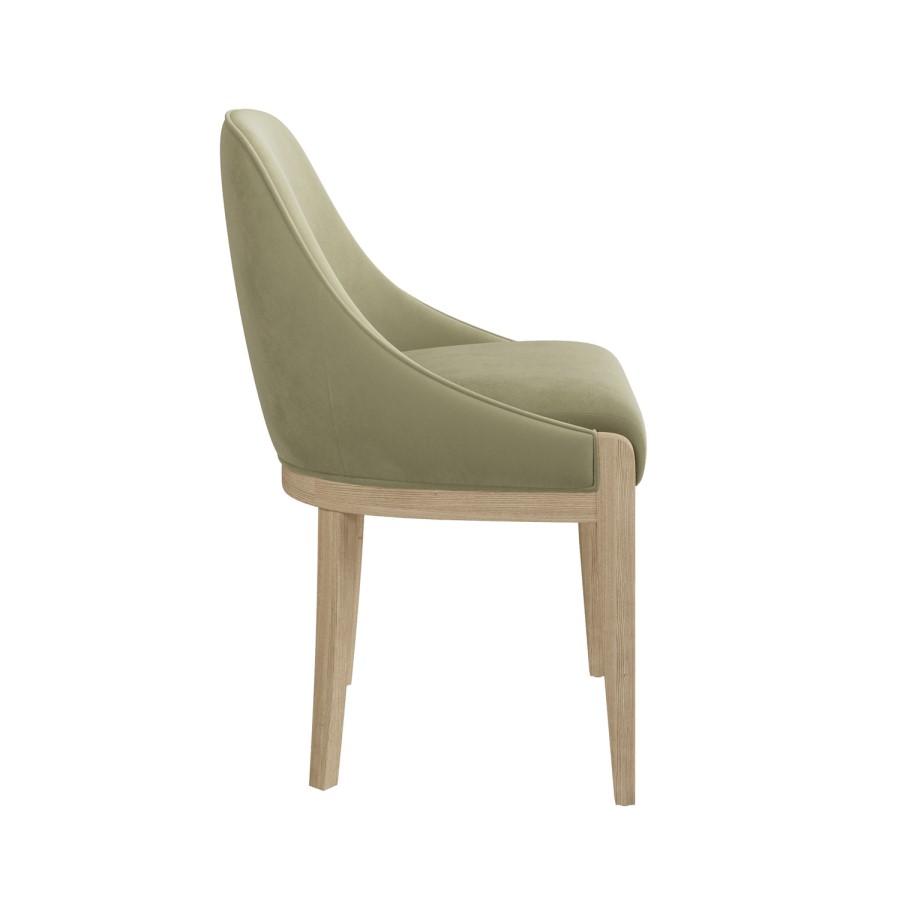 Set of 2 Sage Green Velvet Dining Chairs with Solid Wood Legs - Madeline