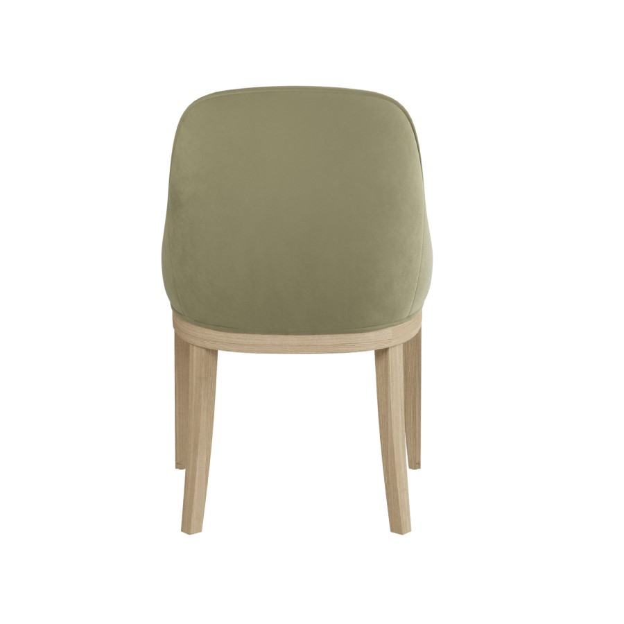 Set of 2 Sage Green Velvet Dining Chairs with Solid Wood Legs - Madeline