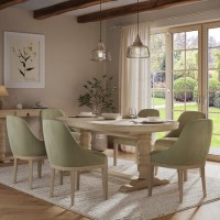 Set of 6 Sage Green Velvet Dining Chairs with Solid Wood Legs - Madeline