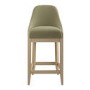 Sage Green Velvet Kitchen Stool with Solid Wood Legs - Madeline