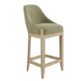 Sage Green Velvet Kitchen Stool with Solid Wood Legs - Madeline