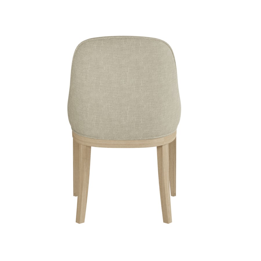 Beige Upholstered Dining Chair with Solid Wood Legs - Madeline