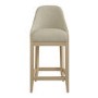 Set of 4 Beige Upholstered Kitchen Stools with Solid Wood Legs - Madeline